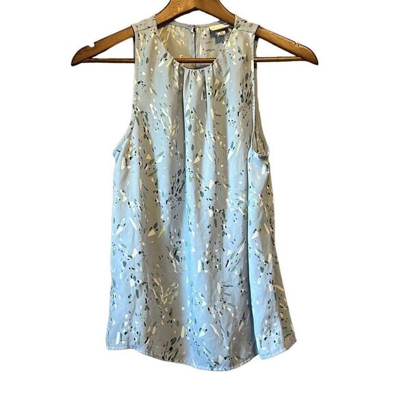 A New Day Sleeveless Top XS Blue Green White Abstract Print Blouse - Picture 1 of 5